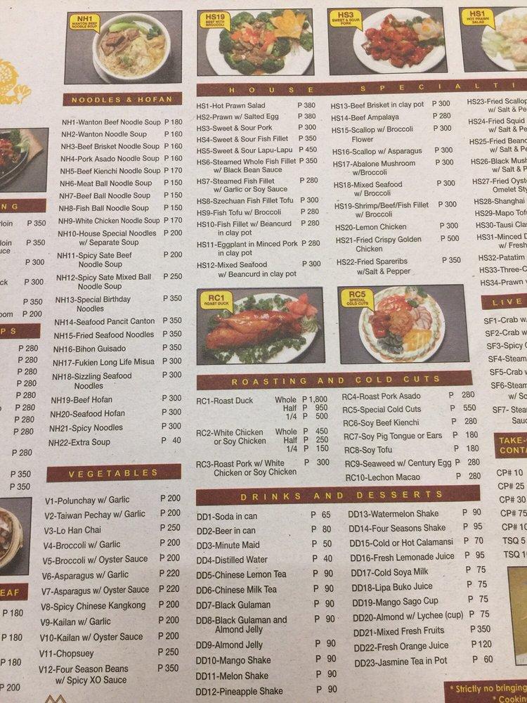 Menu at Yang Chow Dimsum and Tea House (Yang Chow) restaurant, Antipolo