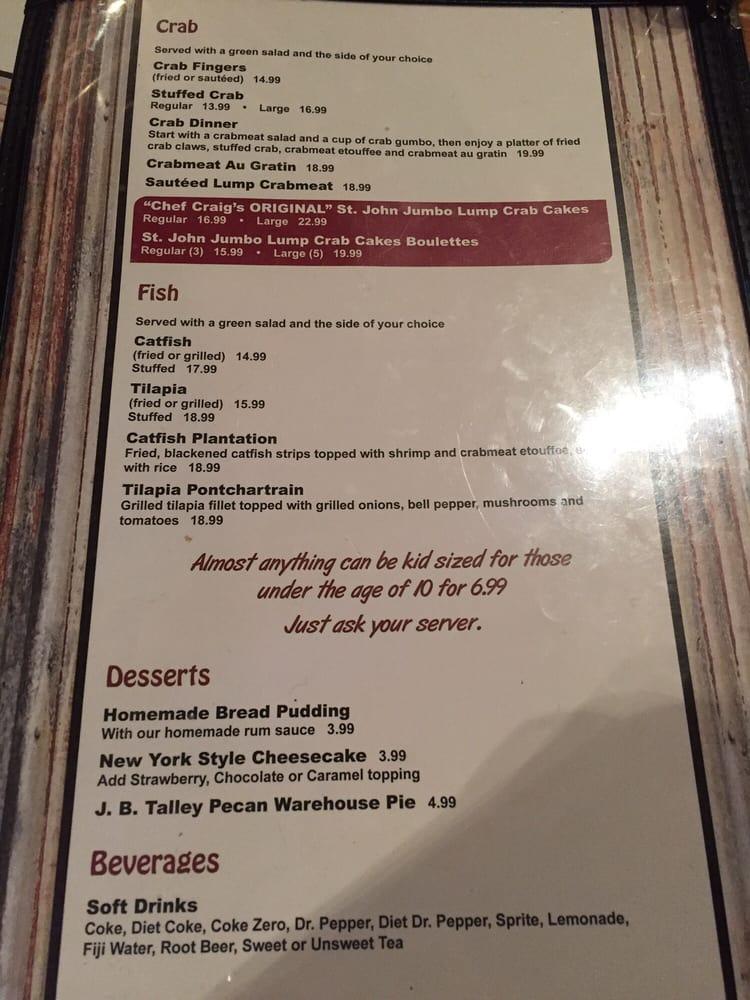 Menu at St. John Restaurant, Saint Martinville, 203 N New Market St