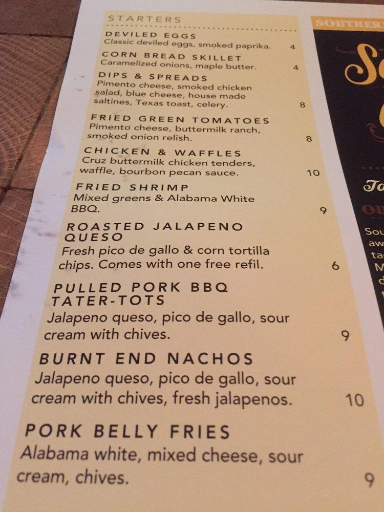 Menu at Southern Craft BBQ, Johnson City