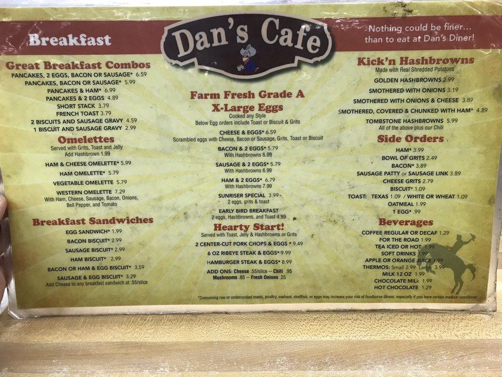 Menu at Dan's Truck Stop desserts, Hattiesburg