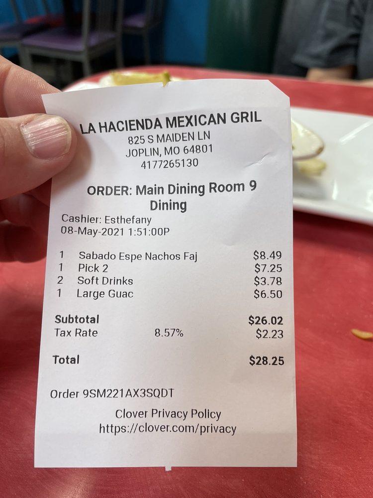 Menu at LA HACIENDA MEXICAN GRILL restaurant, Joplin