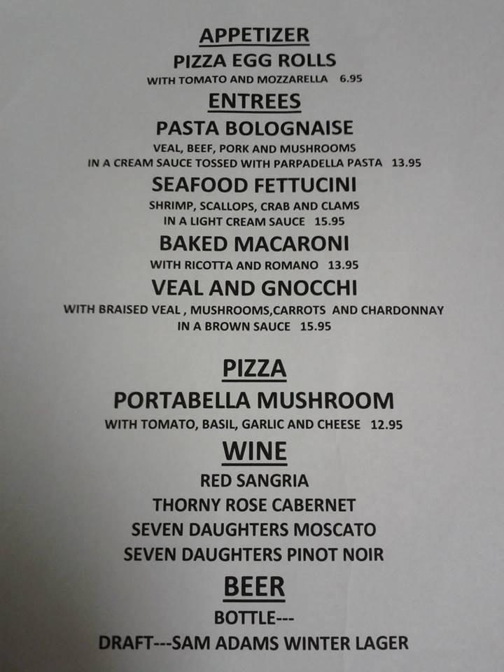 Menu at Twin's Pizza pizzeria, North Providence