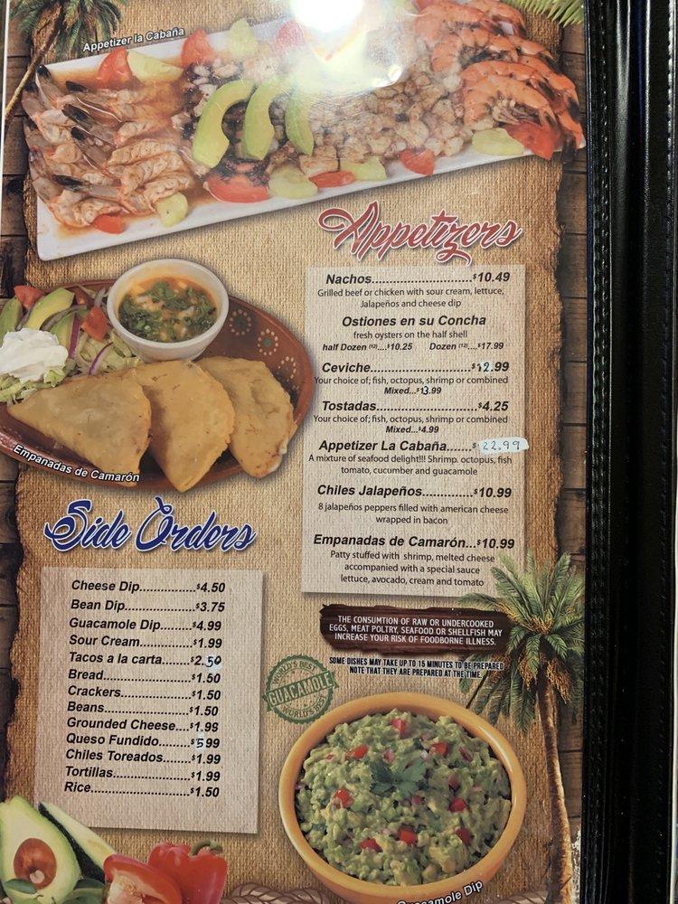 Menu at La Cabana Mexican & Seafood restaurant, Lexington