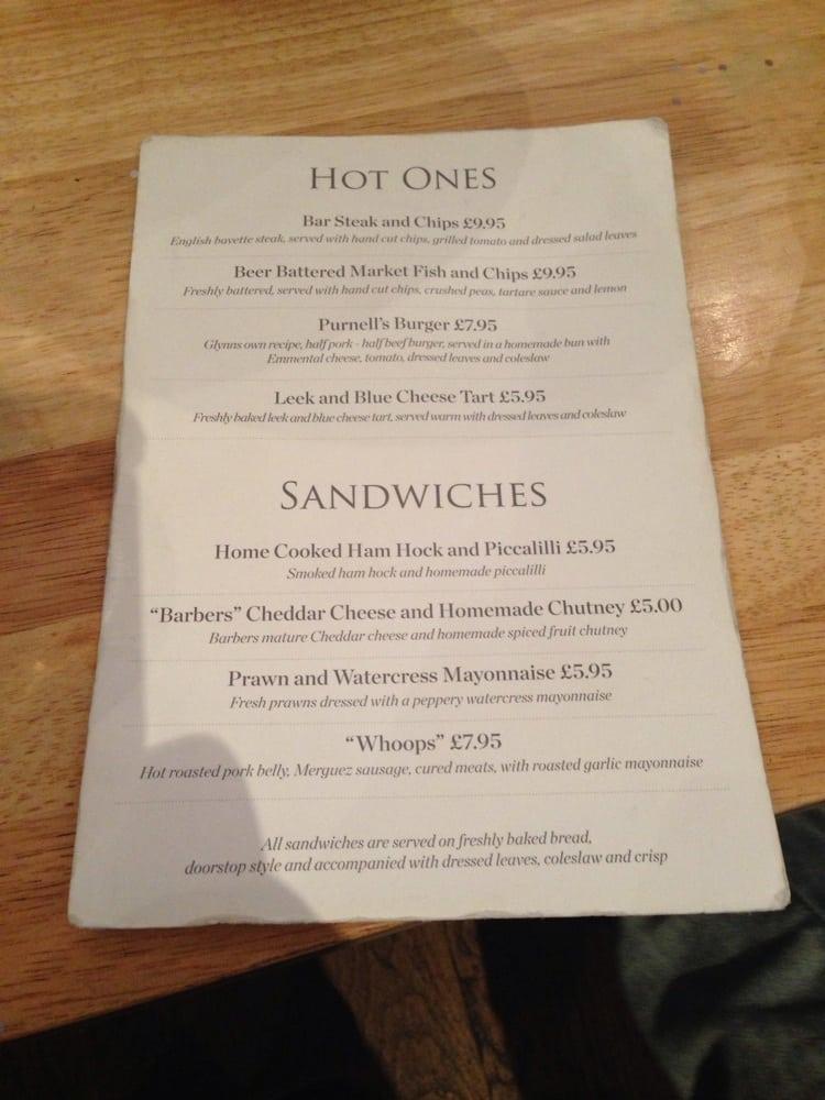 Menu at Purnell's Bistro pub & bar, Birmingham