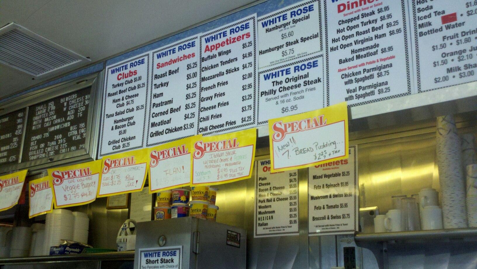 Menu at White Rose System restaurant, Roselle