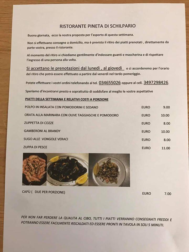 Menu di Albergo Ristorante Pineta Schilpario 