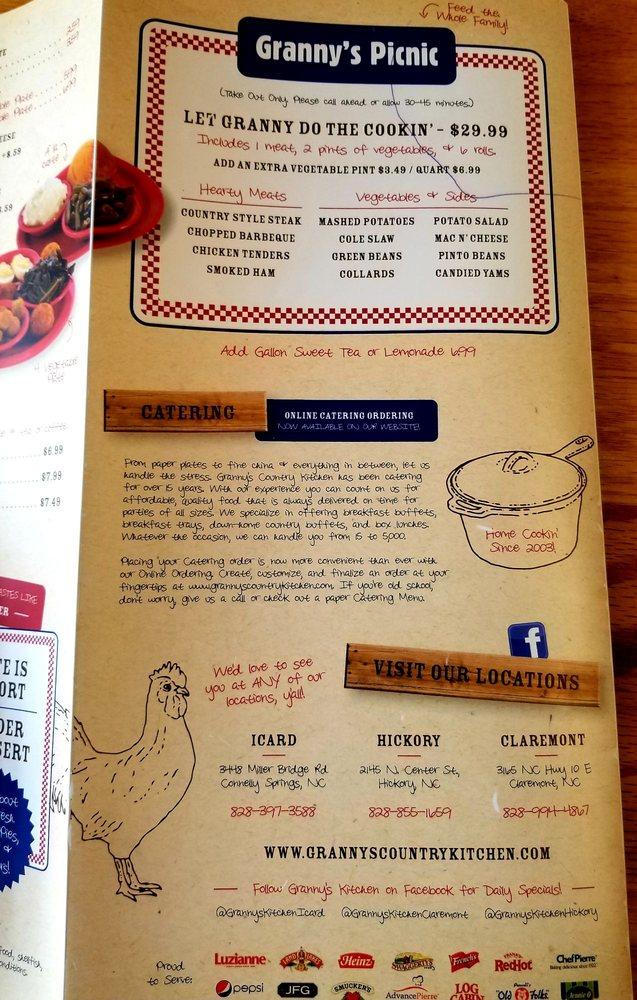 Menu at Granny's Country Kitchen Icard restaurant, Icard, Miller Bridge Rd