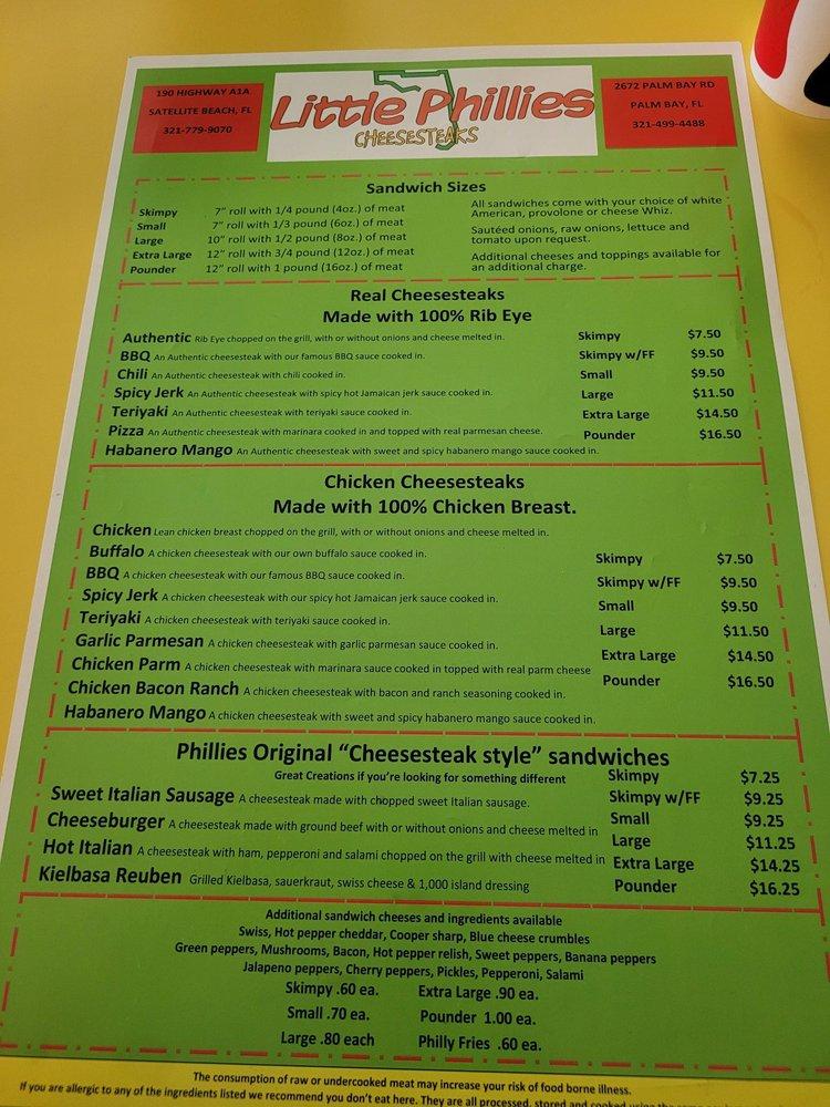 Carta del restaurante Little Phillies Cheesesteaks Palm Bay, Palm Bay