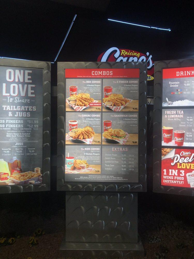 Menu at Raising Cane's Chicken Fingers restaurant, El Paso, N Mesa St