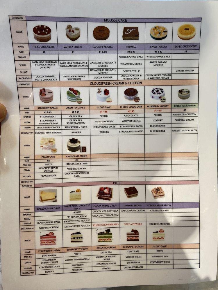 Tous Les Jours - Clackamas Town Center menu