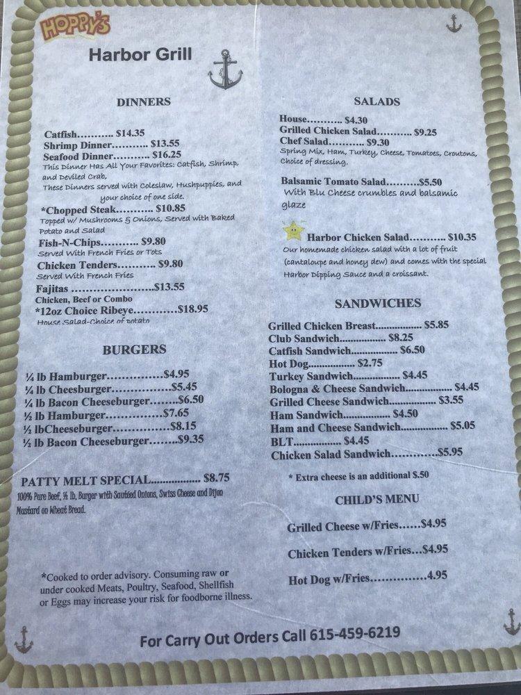 Menu At Hoppys Harbor Grill Restaurant, Nashville