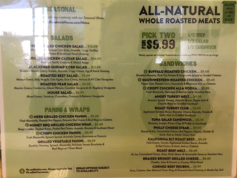 Carta del restaurante Roast Sandwich House, Hicksville