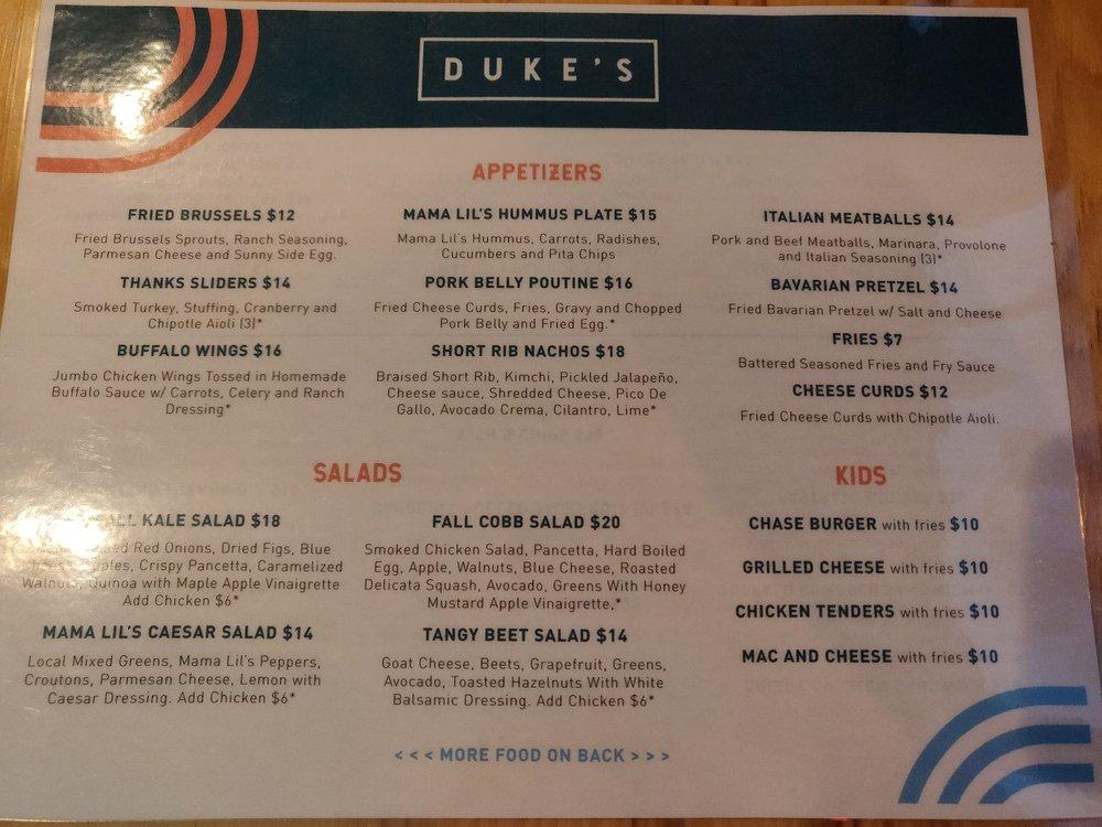 Menu at Duke’s Public House, Lake Oswego