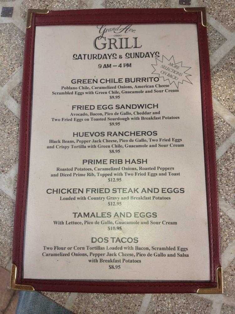 Menu at Grand Avenue Grill restaurant, Eagle