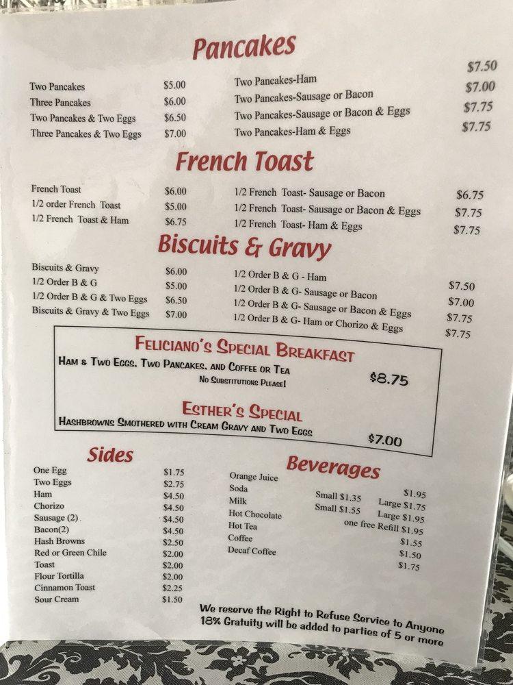 Menu at Grandma's Restaurant, Gallup