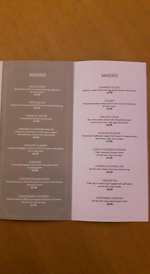 Menu at The Plough & Harrow pub & bar, Cannock
