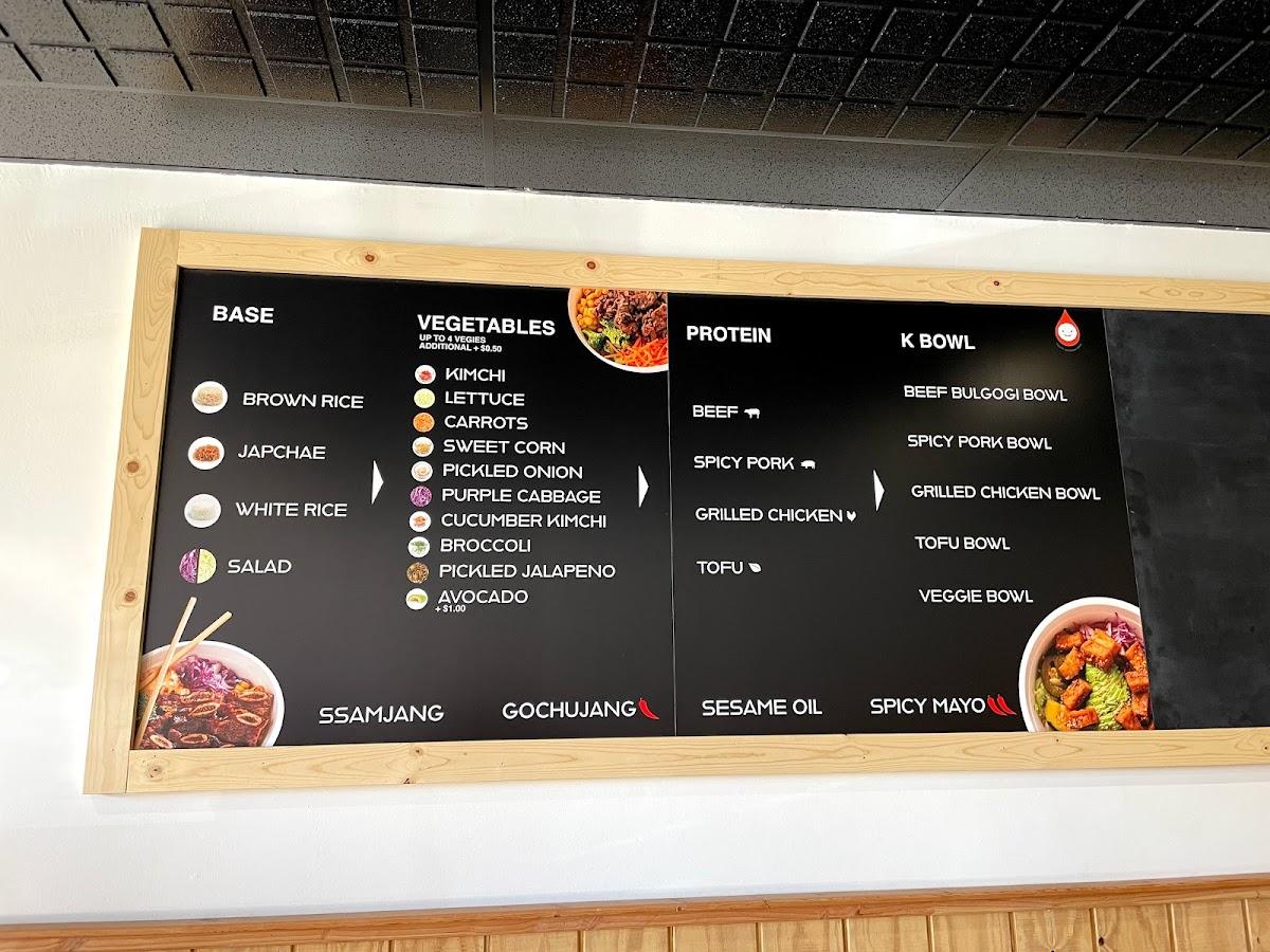 Menu at KBowl restaurant, Las Cruces