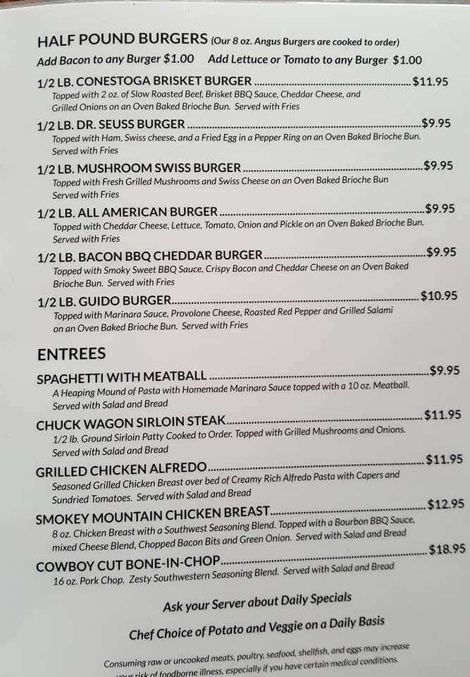 Menu at Conestoga Grill pub & bar, Canton