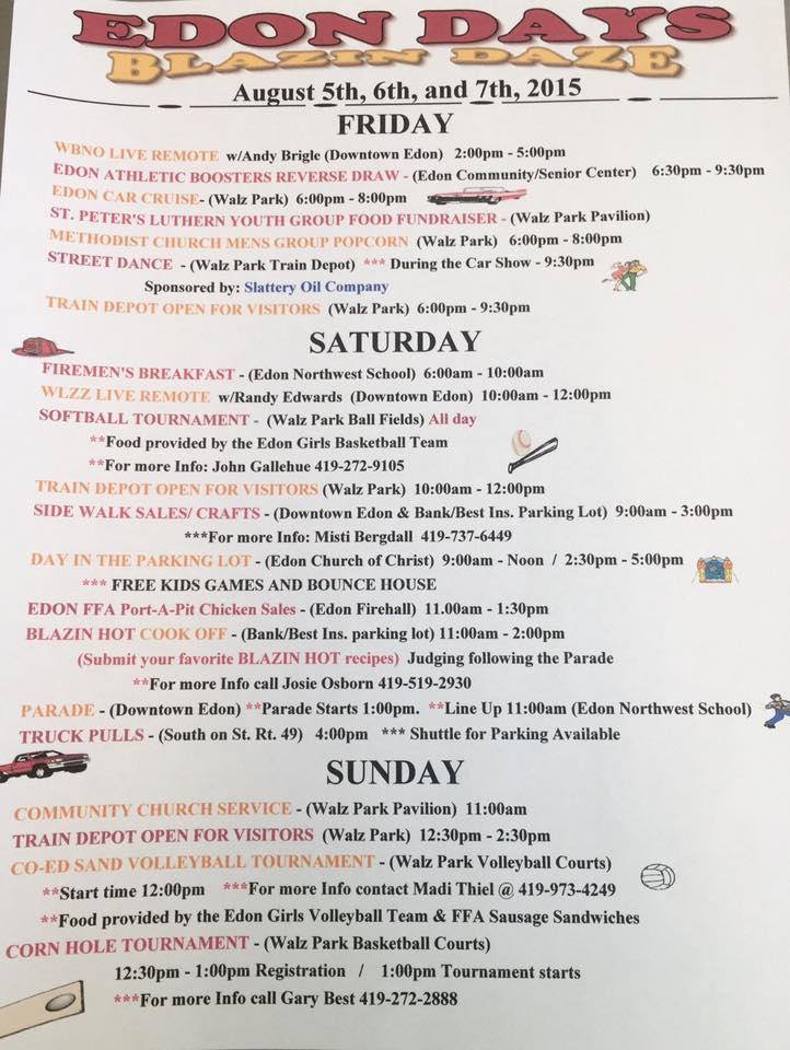 Menu at Edon Dairy Treat restaurant, Edon
