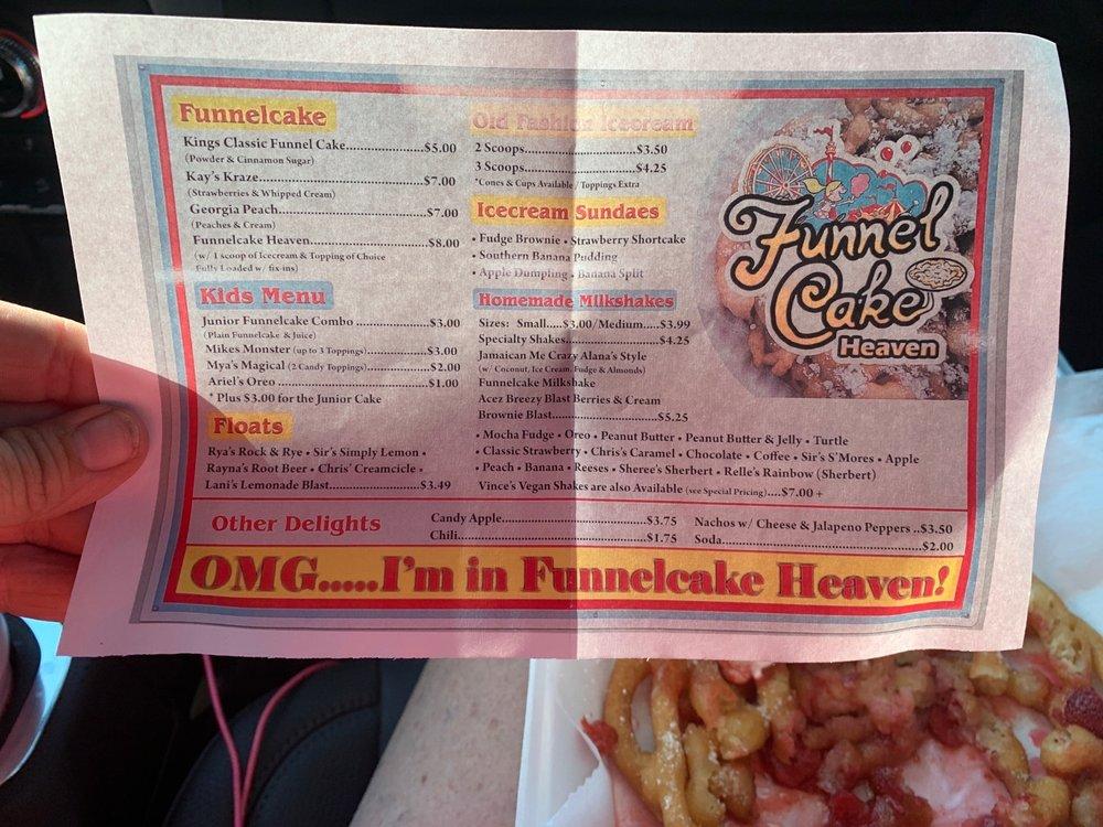 Carta del postres Funnel Cake Heaven, Stockbridge