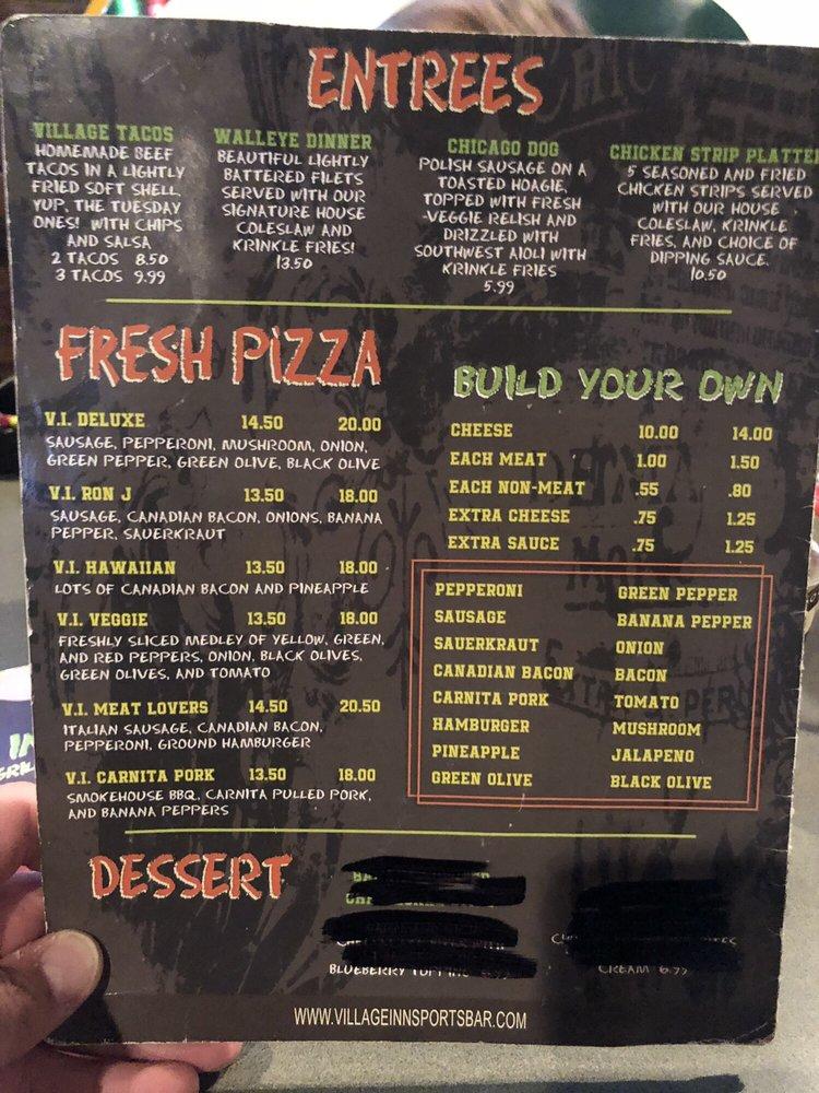 Menu at Village Inn Sports Bar, Grill & Pizzeria, North Hudson