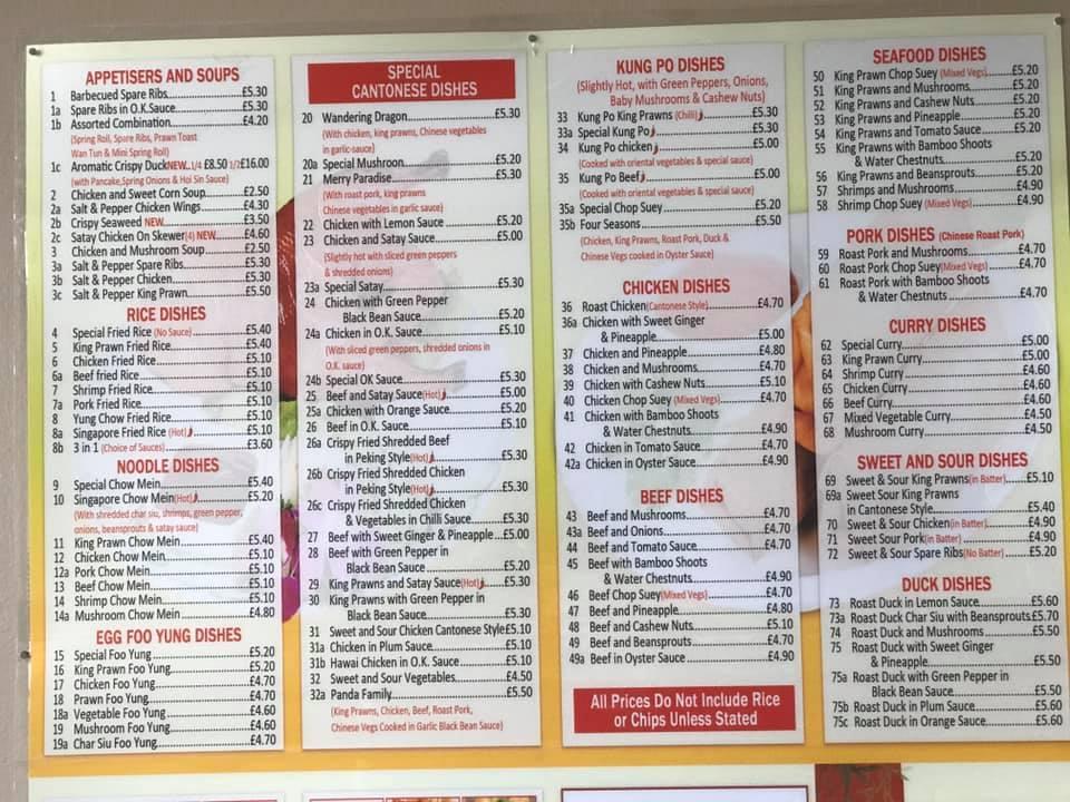 Menu at New Panda Garden Chinese Takeaway fast food, Wakefield