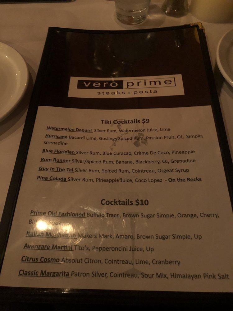 Menu at Vero Prime steakhouse, Vero Beach, 14th Ave