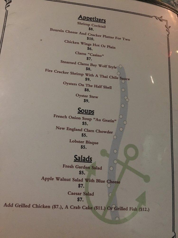 Menu at Bay Wolf Restaurant, Rock Hall