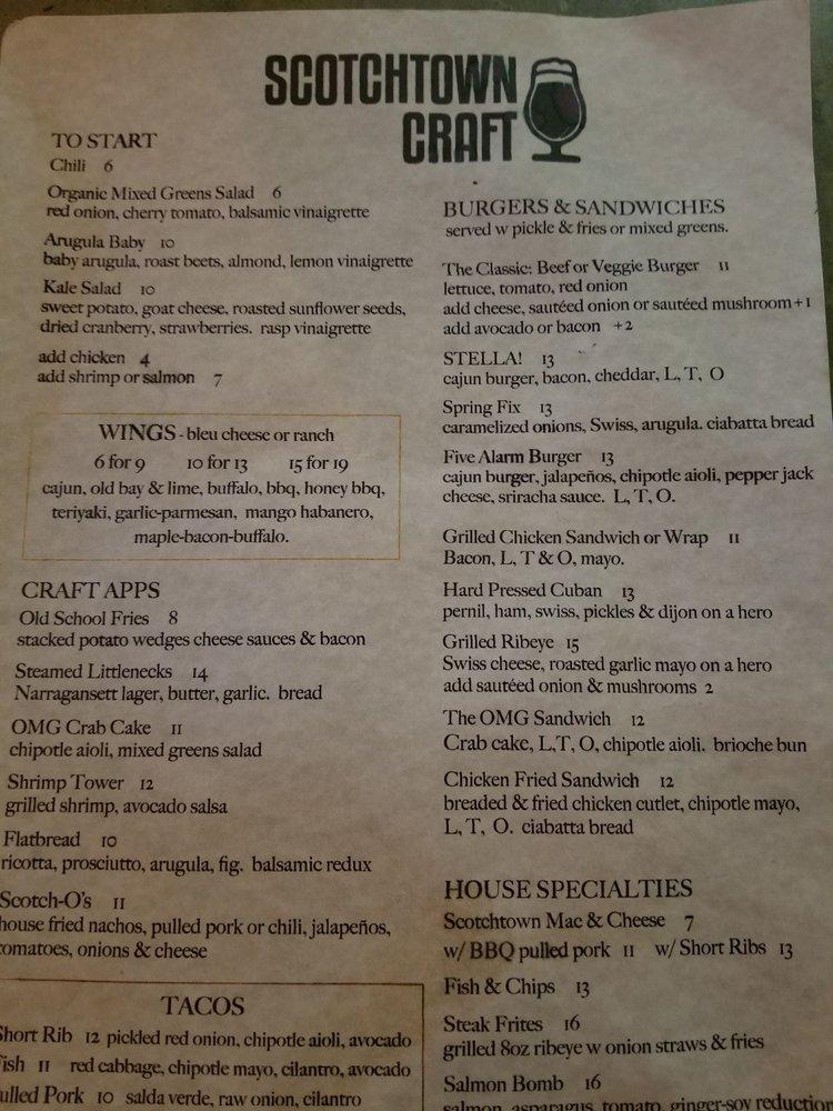 Menu at Scotchtown Craft pub & bar, Scotchtown