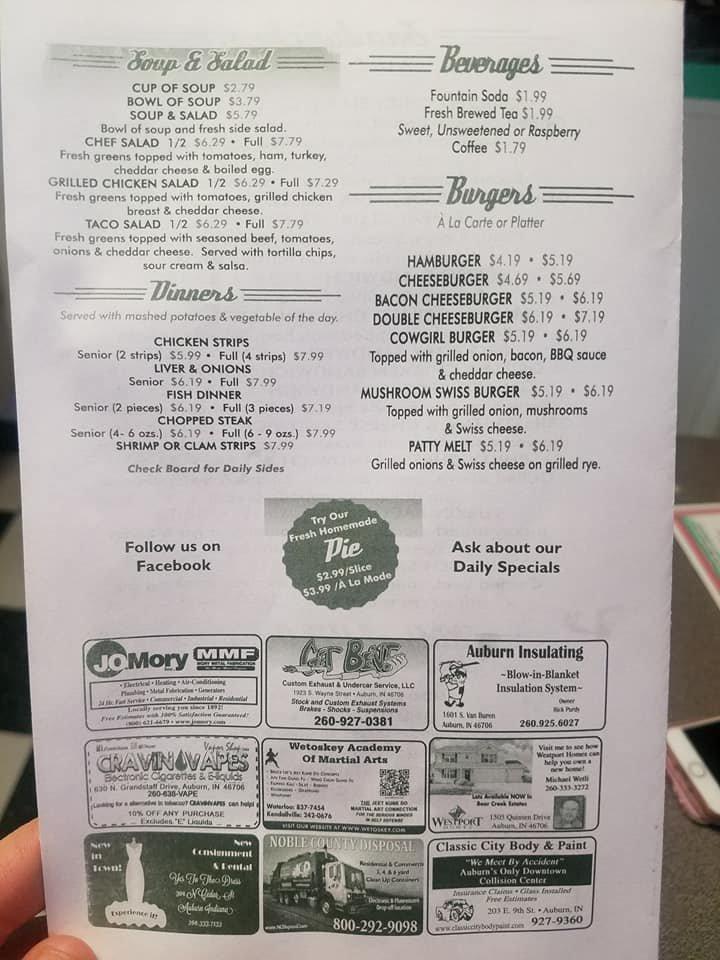 Menu at North Main Street Diner restaurant, Auburn