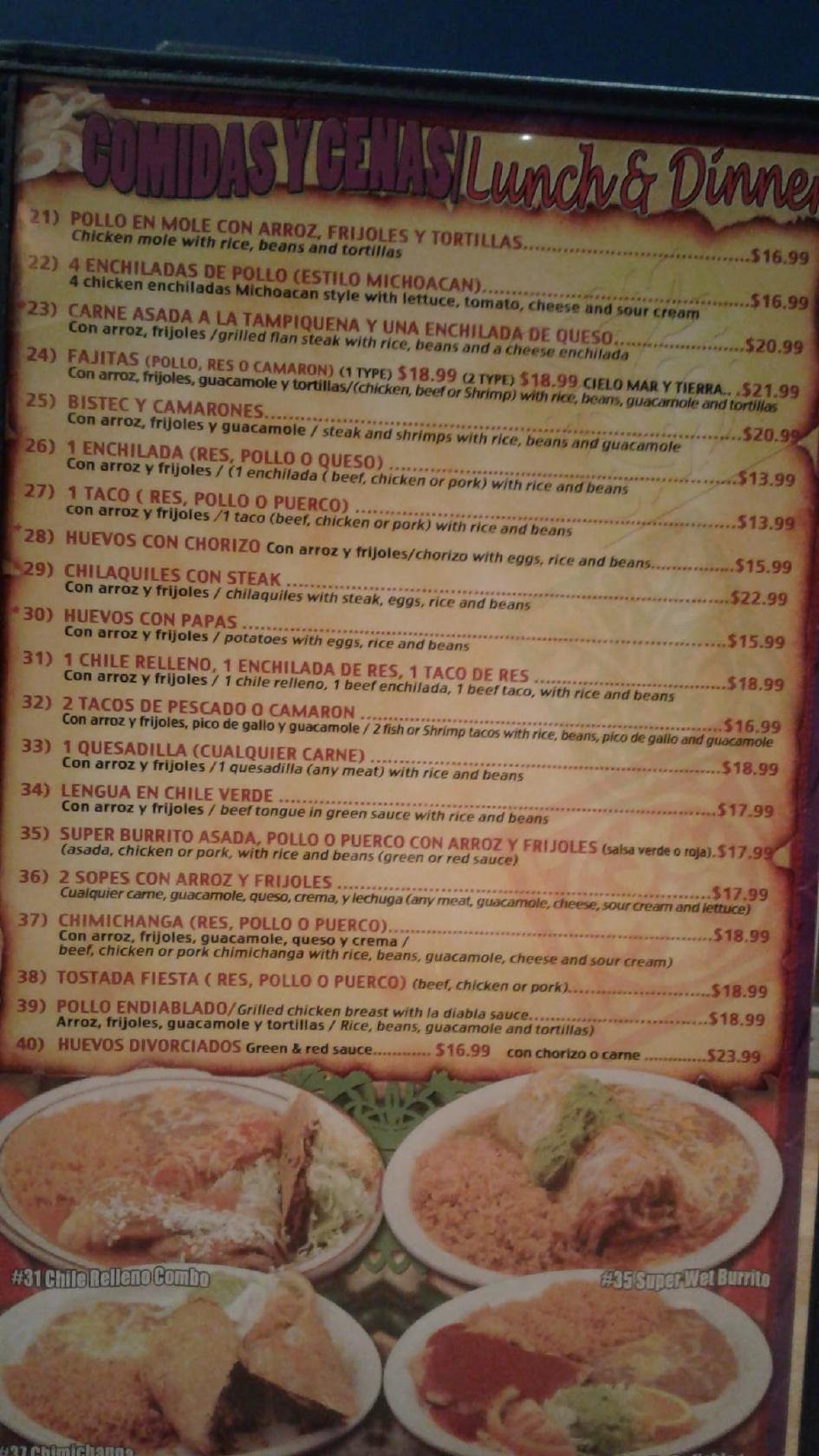 Menu At Casa Don Juan Restaurant Las Vegas Sunset Rd