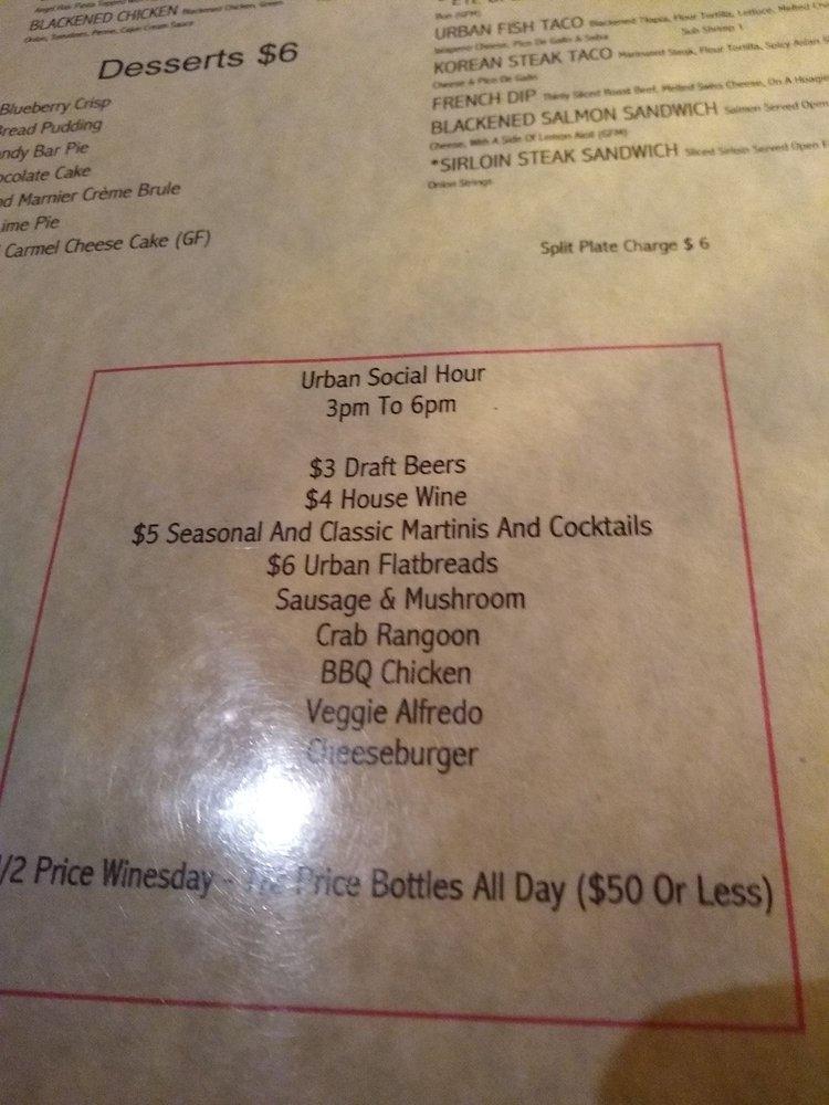 Menu at The Urban Grill restaurant, Urbandale