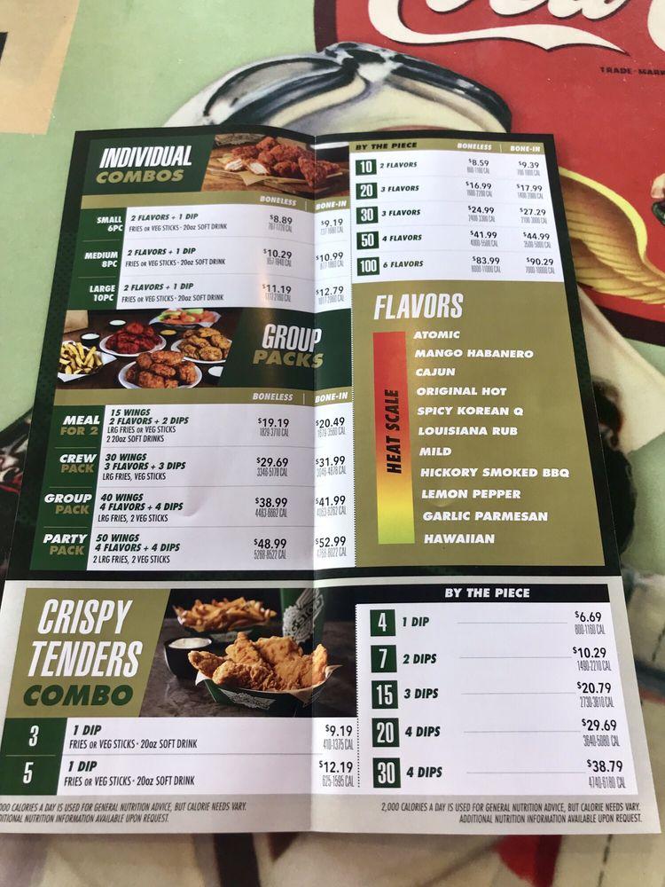 Menu at Wingstop restaurant, West Columbia, Augusta Rd
