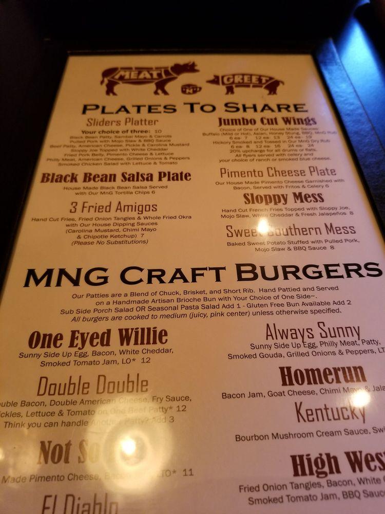 Menu at Meat N Greet restaurant, Newnan