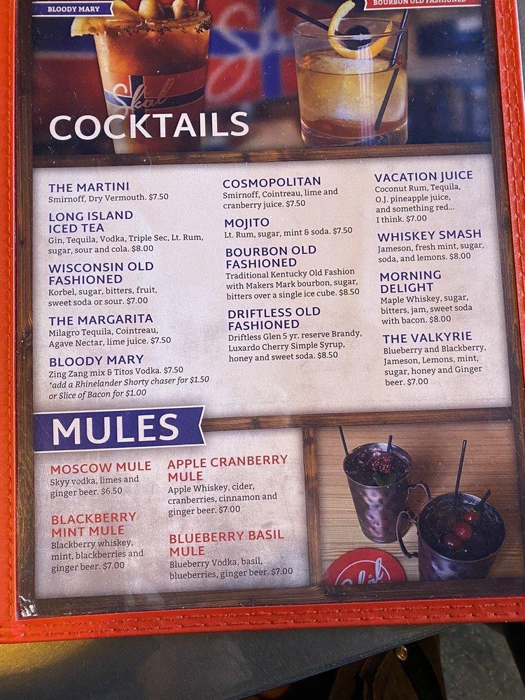 Carta de Skål Public House, Mount Horeb
