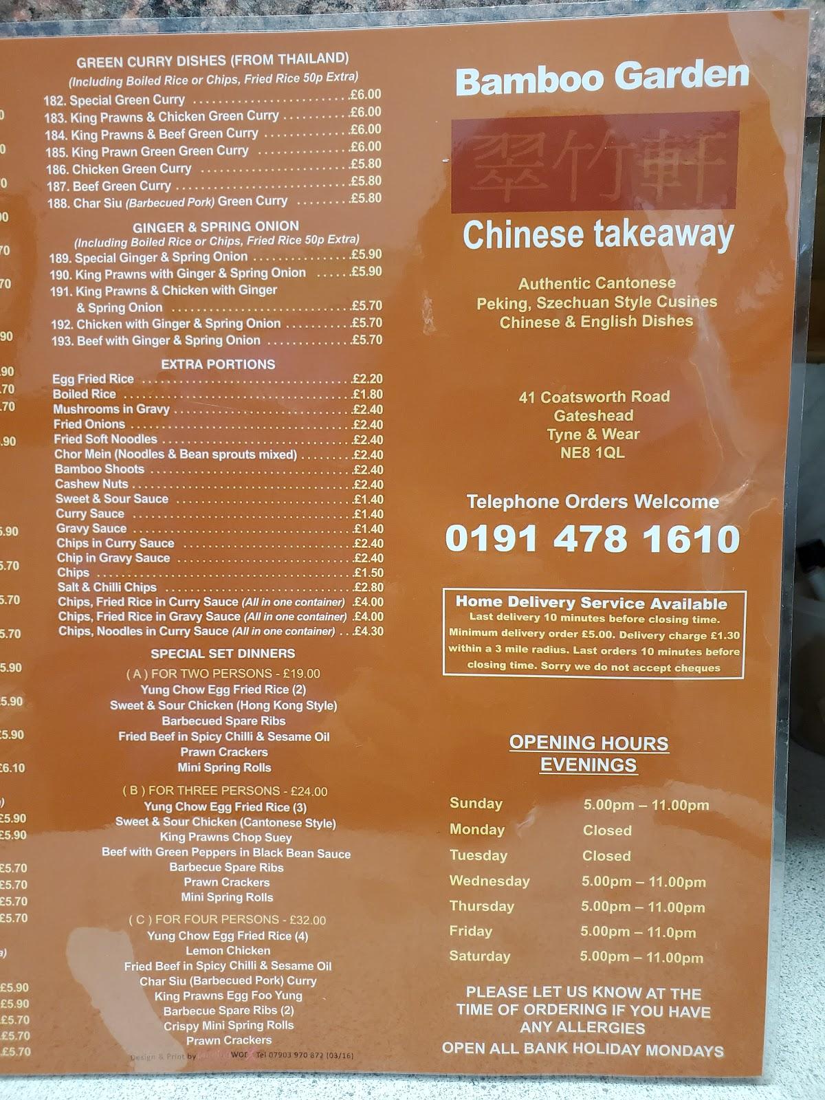 Menu At Bamboo Garden Restaurant Gateshead 39 Coatsworth Rd   R954 Bamboo Garden Menu 2020 08 5 