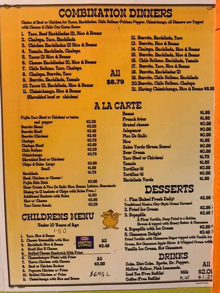 Menu at Dos Copas Mexican Grill restaurant, Madisonville