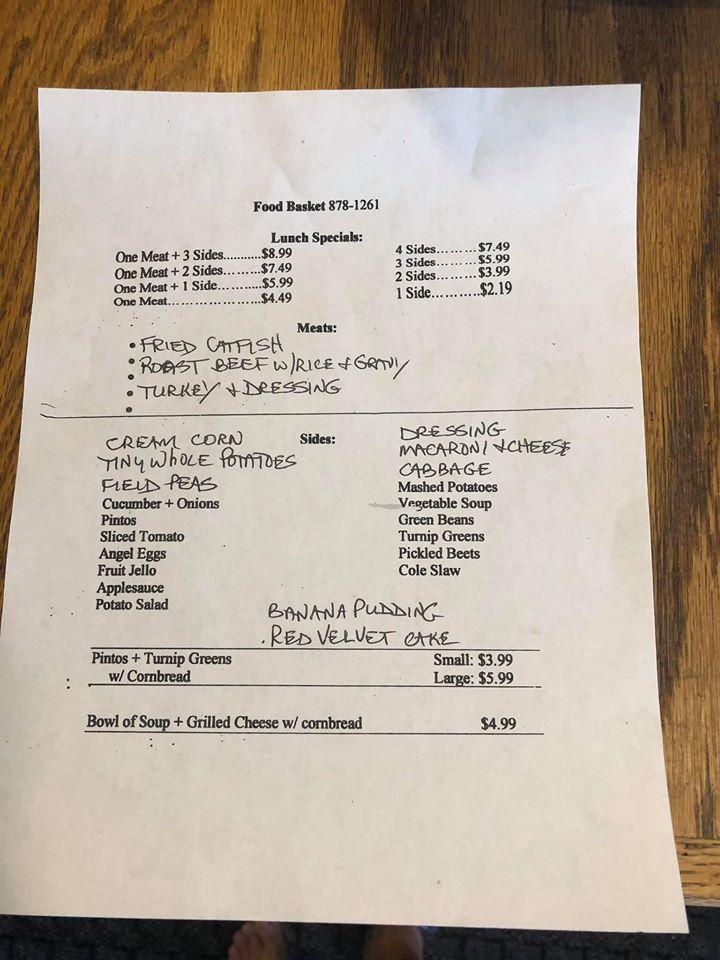Menu at Food Basket restaurant, Albertville