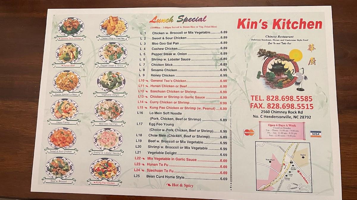 Menu at Kin's Kitchen restaurant, Hendersonville