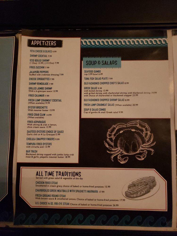 Menu at Red Snapper Inn restaurant, Surfside Beach