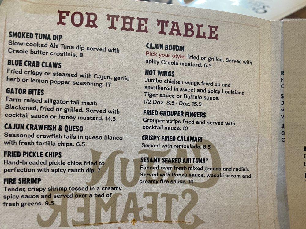 Menu at Cajun Steamer Bar & Grill, Hoover, 180 Main St 200
