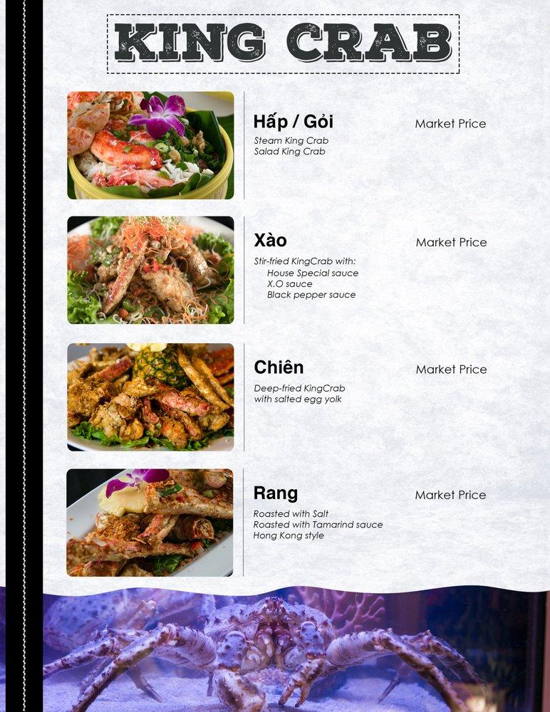 Menu at Tràm Chim Live King Crab restaurant, Westminster, Beach Blvd A