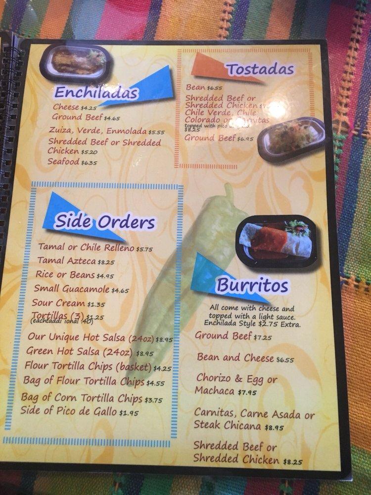 Menu at La Rosa Blanca restaurant, Sacramento, Fulton Ave 5103