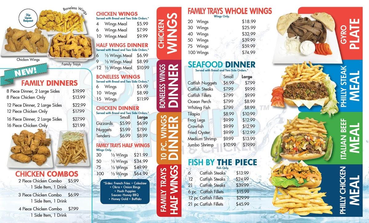 Menu at Blue Dolphin's Fish & Chicken restaurant, Little Rock