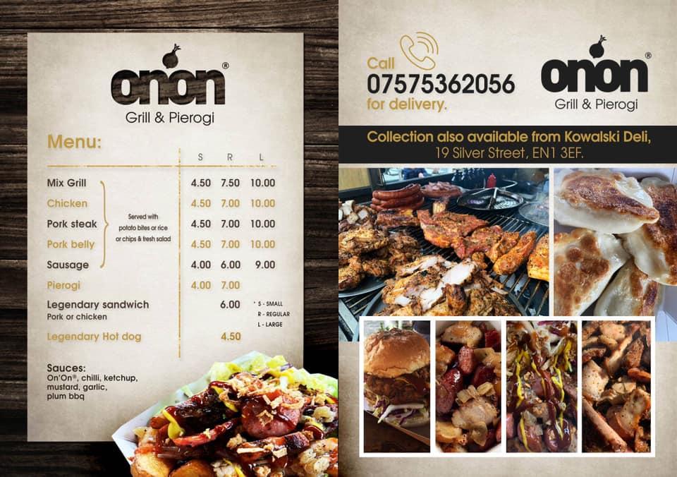 Menu at On'On Grill & Pierogi BBQ, Enfield, 93 Green Lanes
