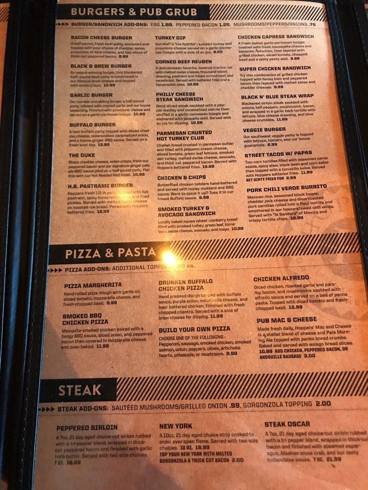 Carta del pub y bar Hopper's, Midvale