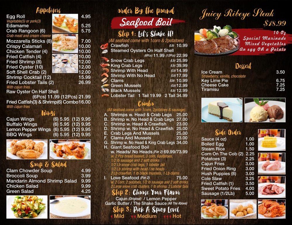 Menu at Juicy Seafood Little Rock restaurant, Little Rock
