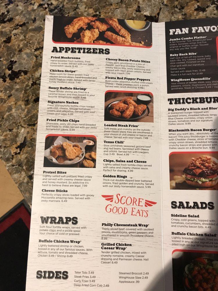 Carta del pub y bar The WingHouse of Tampa Stadium, Tampa, W Columbus Dr