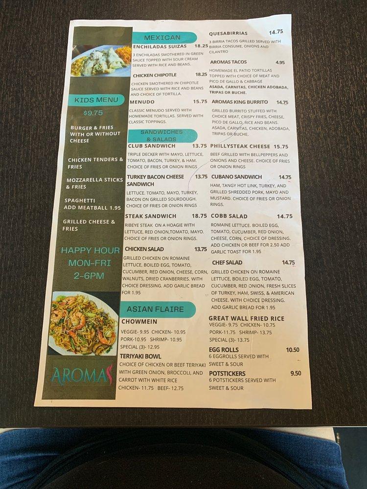 Menu at Aromas Restaurant, Fresno