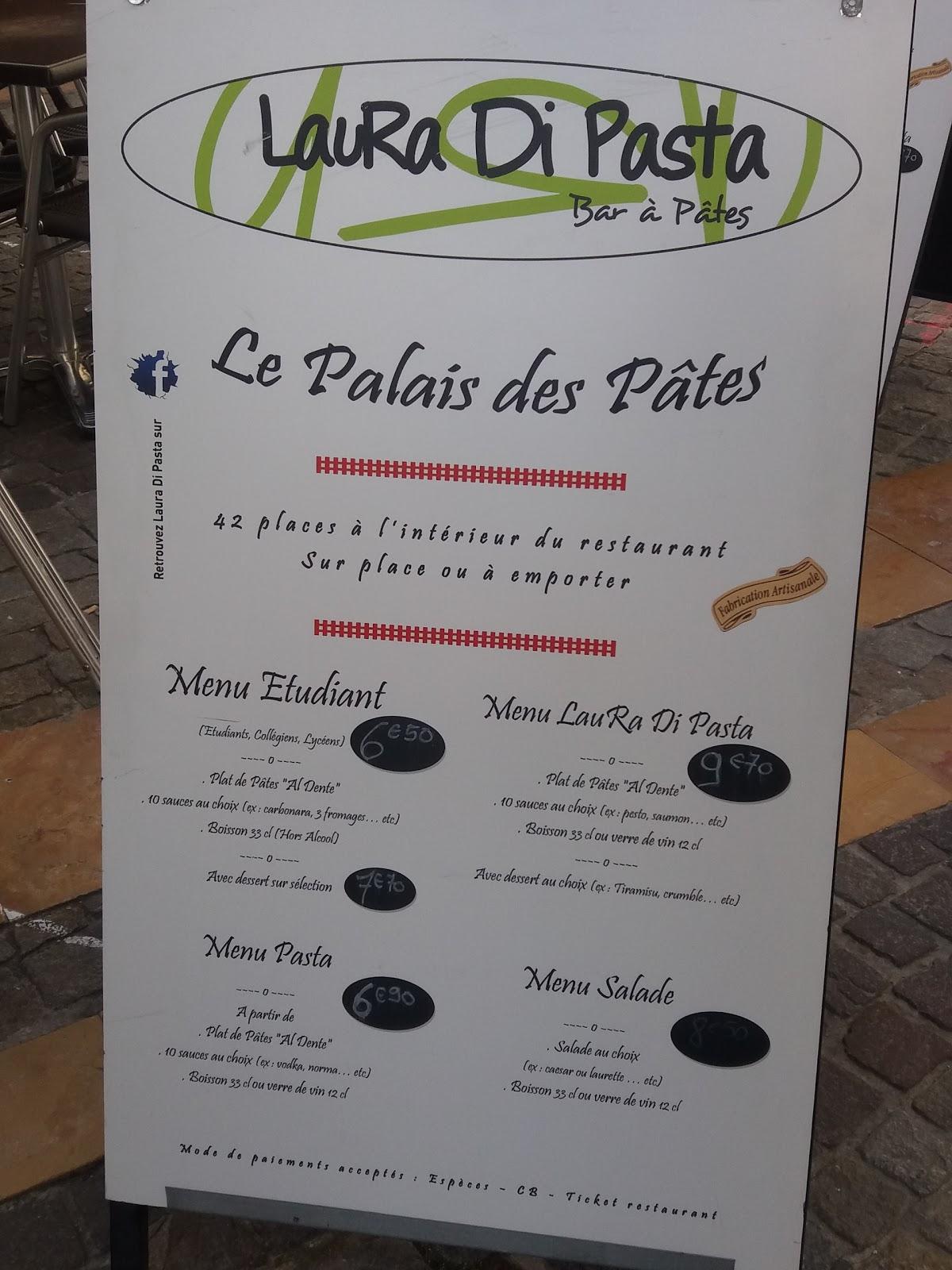 Menu at Le Palais des Pâtes. restaurant, Avignon